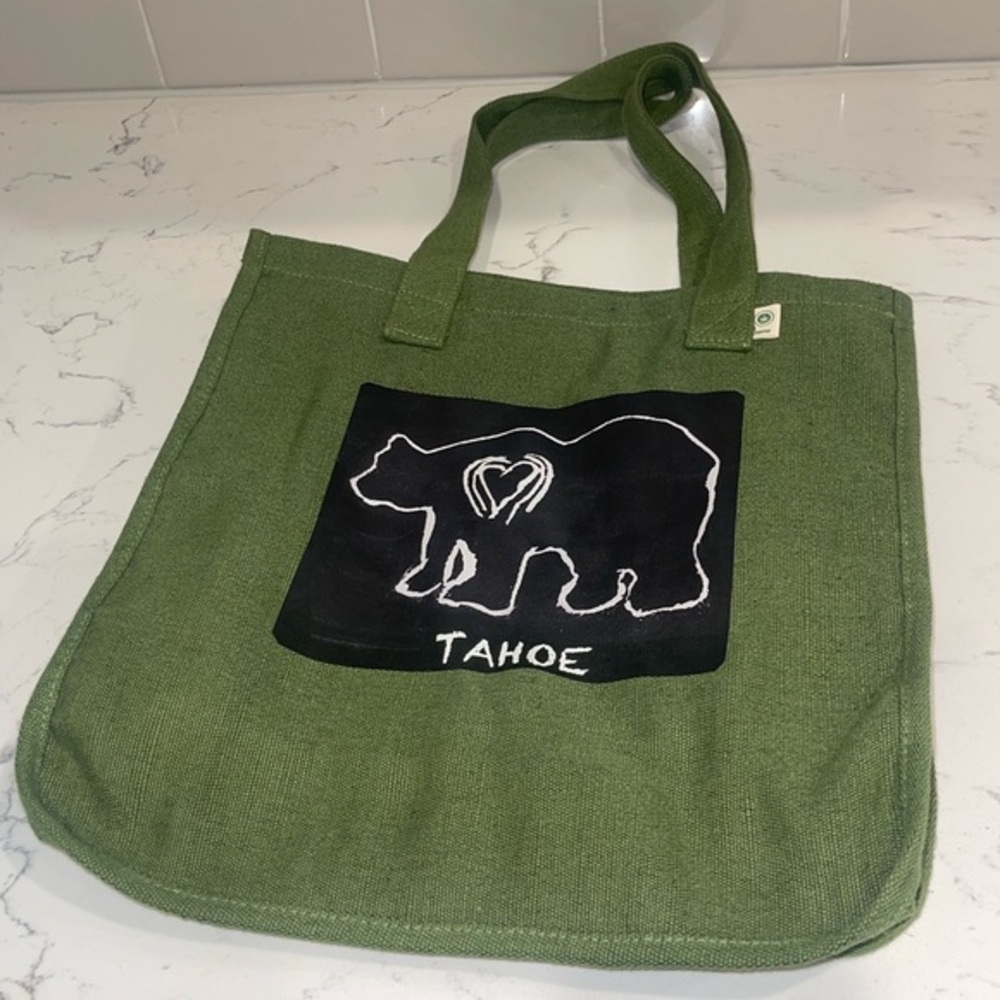 Dharma love bear (block print) Tahoe hemp tote